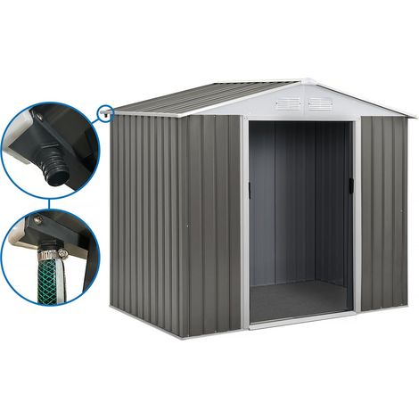 Gerätehaus aus Metall "Dallas"- 4,07 m² mit Dachrinne - Taupe
