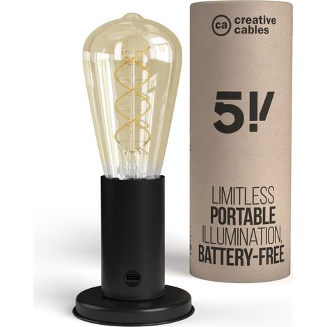 creative cables Lampada portatile in confezione regalo SI a 5 volt - Con lampadina, Nero (1/5)