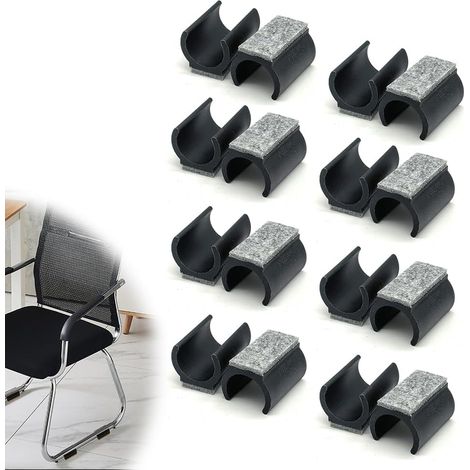 16 Pièces Embout Pied de Chaise Rectangulaire Forme en u Ouverte Protection Pied Rectangulaire Protègepieds de Chaise Rectangulaires Patin Silencieux Anti Usure Anti Glisse (Gris) (1/5)