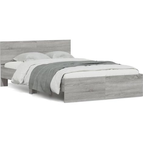vidaXL Bettgestell mit Kopfteil Sonoma Grau 120x190 cm
