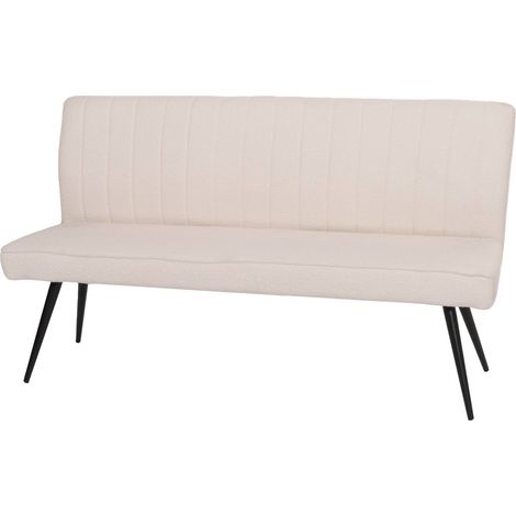 Banquette HWC-K16, banquette de salle à manger banquette rembourrée, dossier tissu/textile bouclé métal 160cm crème-be (1/5)