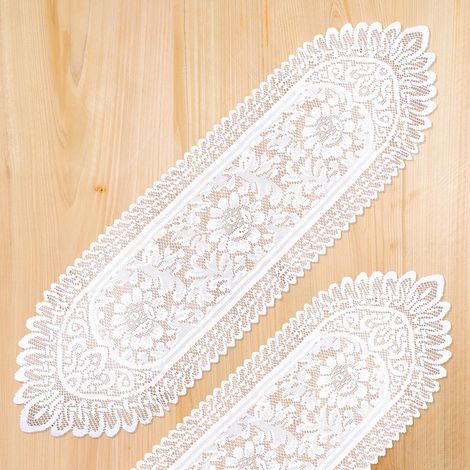 Runner da tavolo rettangolare all'uncinetto, 2 tovagliette bohémien 33 x 114 cm, tovaglia decorativa vintage per tavolo, cassettiera, matrimonio, festa, decorazione da tavolo (bianco)