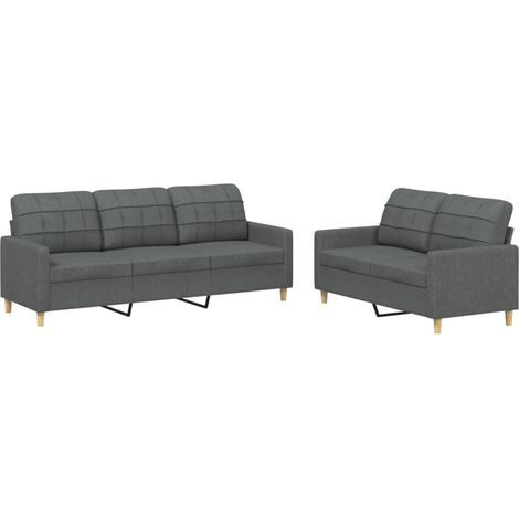 Maison Exclusive - Set di Divani 2 pz con Cuscini Grigio Scuro in Tessuto