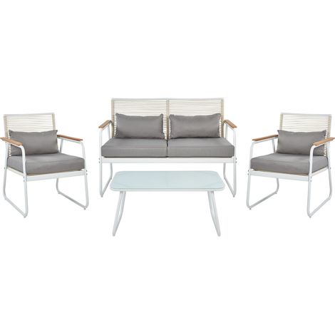 Garden Lounge Set with Table 4 Seater POMONTE Metal White (1/5)