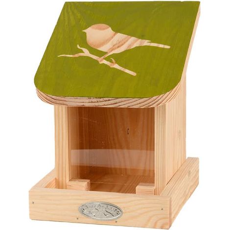 Silo mangeoire oiseaux pochoir - L 16,8 x l 14,8 x H 20,2 cm - Beige - Livraison gratuite