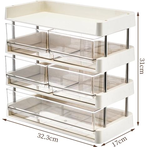 Présentoir de rangement pour produits de soins de la peau (à quatre niveaux) avec tiroirs (1/5)