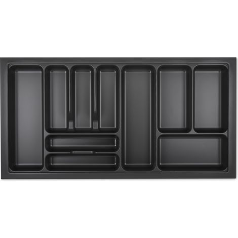 ORGA-BOX VIII Besteckeinsatz Besteckkasten 911 x 480 mm Lavagrau mit Perlstruktur für 100er Schränke in Häcker Küchen