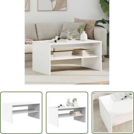 Wohnzimmer Tisch - Couchtisch Weiß 80 x 50 x 40 cm Holzwerkstoff (1/5)