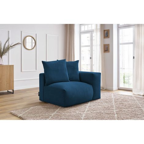 BOBOCHIC - Chauffeuse 1 place avec accoudoir pour canapé modulable VOLTAIRE Angle droit Bleu foncé (1/5)