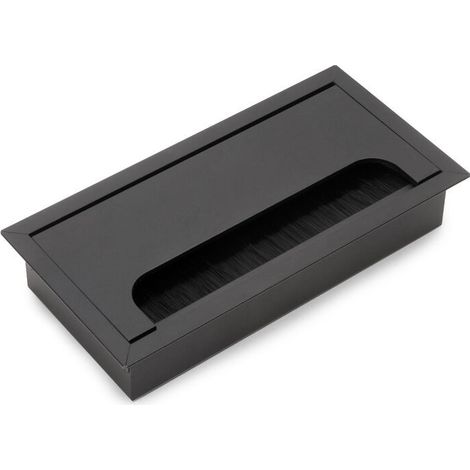 Emuca – Passe-câble rectangulaire 159x80mm à encastrer – Aluminium peint noir – Installation facile pour surfaces épaisses – Accès rapide aux câbles (1/5)