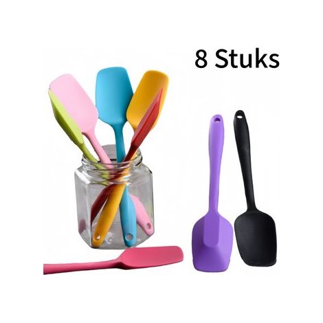 pièces mini spatules en silicone – petite tête plate – pour glaçage, gâteau et pâte à sucre – silicone alimentaire – 8 couleurs (rouge, noir, jaune, vert, bleu, rose, magenta, violet) (1/5)