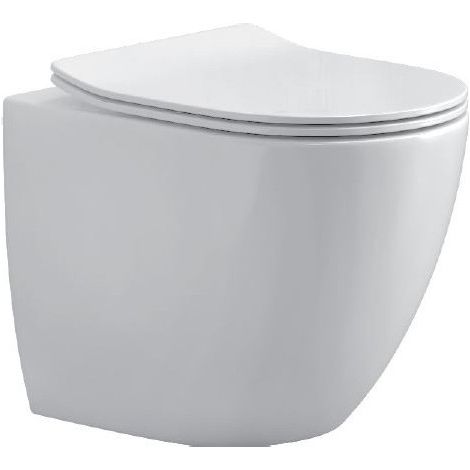 Cuvette WC Rimless à poser NEW LUNA - avec abattant à frein de chute-blanc-blanc-36 --