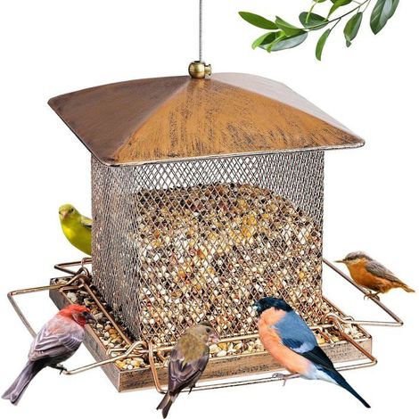 Mangeoire À Oiseaux Sauvages En Métal Robuste - À Suspendre À L'extérieur - Grande Capacité De 1,6 Kg (1/5)
