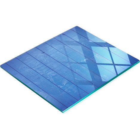 Elegante e resistente tagliere da cucina in vetro con motivo effetto legno, 60x52 cm. (1/5)