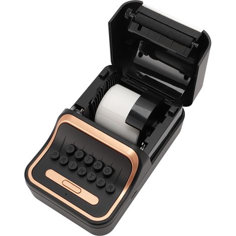 Imprimante D'étiquettes Thermique Bluetooth, Imprimante D'étiquettes sans Encre, Aspect Rétro, Compatible avec du Papier D'étiquettes de 30 à 52 Mm de Large, pour Bureau, école, (1/5)