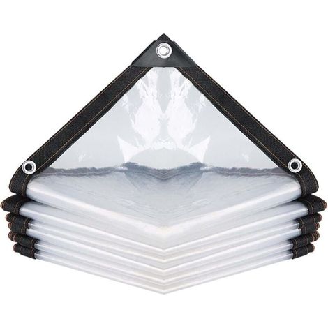 Bache imperméable Transparente avec illets pour Meubles de Jardin,Utilisable en extérieur,Imperméable à la Pluie-Isolation des Plantes,Résistant à la poussière,2mx2m (1/4)