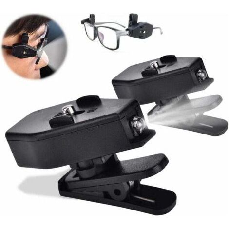 Mini Reading Light, Clip Cap, Clip-on LED Light for Safety Glasses, Camping, Reading Glasses, Lamp, Fishing Device Maintenance (1 Pair) (1/4)