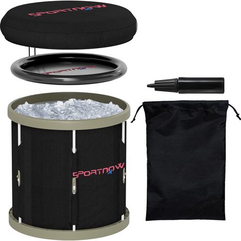 210L Outdoor Ice Bath Tub with Lid and Carry Bag - Portable Black Ice Bath for Recovery and Relaxation (1/5)
