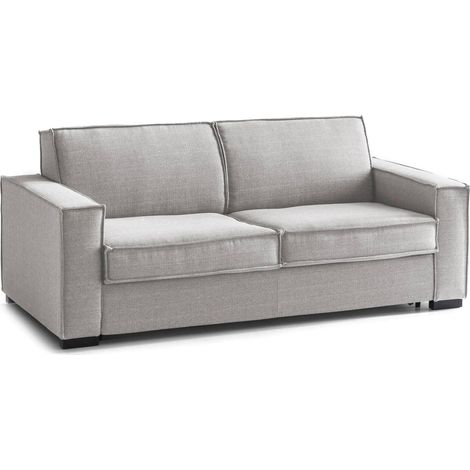 Talamo Italia Schlafsofa Addolorata, 3-Sitzer-Sofa, 100% Made in Italy, Wohnzimmersofa mit drehbarer Öffnung, aus gepolstertem Stoff, mit schmalen Armlehnen, Cm 200x95h90, Grau