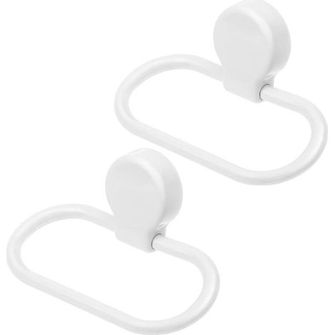 Lot de 2 porte-serviettes adhésifs blancs, sans perçage, résistants, polyvalents, installation facile, toilettes (1/5)