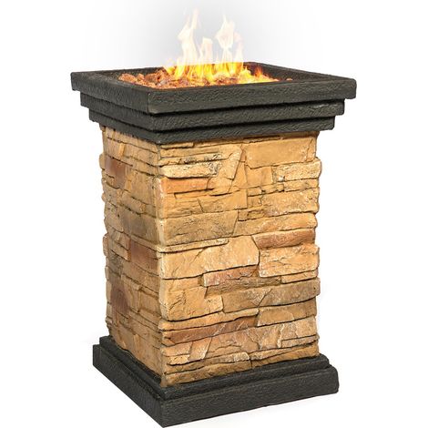 MDA Designs MAKARA Hand-crafted Stone Fire Column Garden and Patio Gas Fire Pit (1/5)