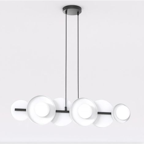 Lampada a sospensione Model con struttura in acciaio nero e diffusori bianchi