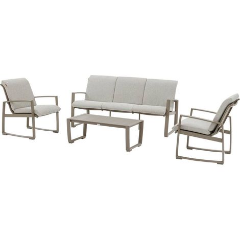 Set di mobili da giardino boreane noisette &amp café 5 posti in alluminio texaline e poliestere - Hespéride