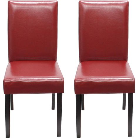 Set 2x sedie Littau pelle soggiorno cucina sala da pranzo 43x56x90cm rosso piedi scuri