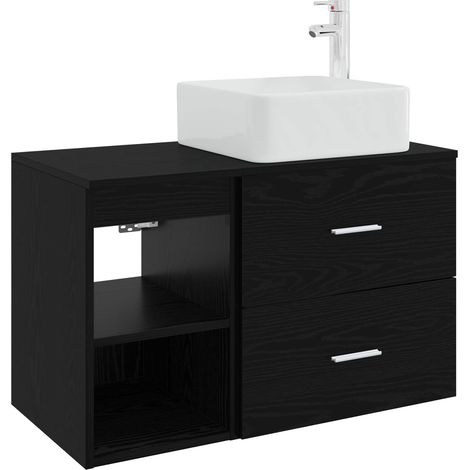 Badezimmermöbel-Set 2 pcs Schwarze Eiche Holzwerkstoff vidaXL