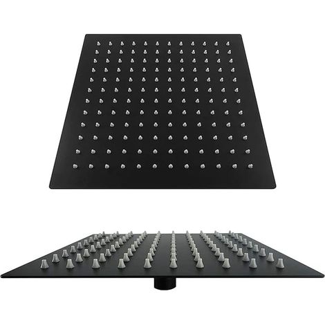 Arrosage carré noir 20 cm A2 V2A acier inoxydable anti - Tartre 1 / 2 "filetage universel 360° rotation (1/5)