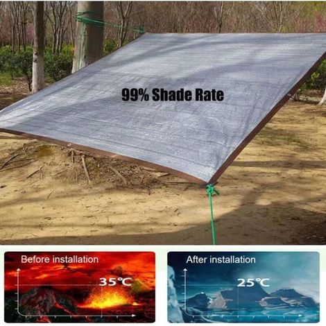 Voile d'ombrage 3x4m - Filet isolant à mailles imperméables avec œillets, 90% de protection solaire pour serre, jardin, terrasse, gr (1/5)