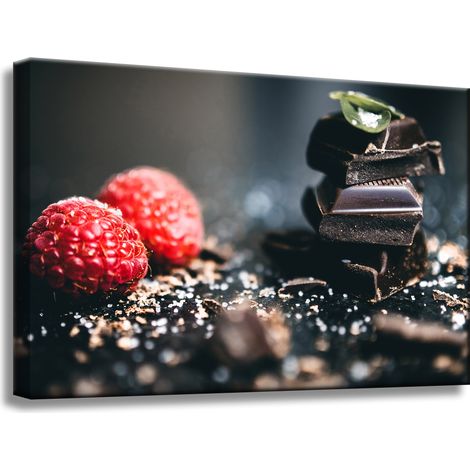 Leinwanddruck „Küchenhimbeeren mit Schokolade“ 60x40