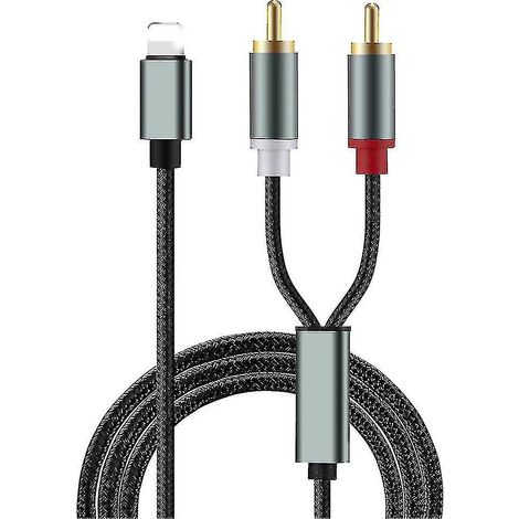 Câble répartiteur stéréo en Y RCA vers Lightning pour amplificateur audio et haut-parleur auxiliaire stéréo iPhone (1/5)