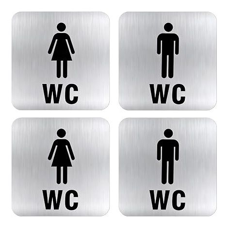 Toilet Signs, Aluminium Toilet Signs with Pictogram for Men and Women, for Door, Wall, Office, Restaurant, Indoor Outdoor (1/5)