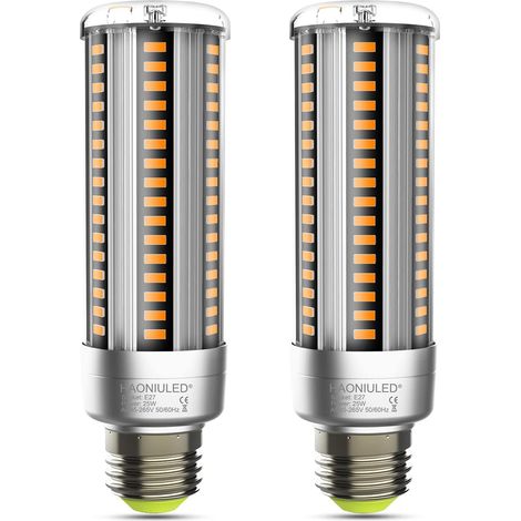 Ampoule LED E27 25 W, blanc chaud 2 700 K, angle de 360 °, non variable, sans scintillement, ampoule LED E27 en forme de maïs, lot de 2
