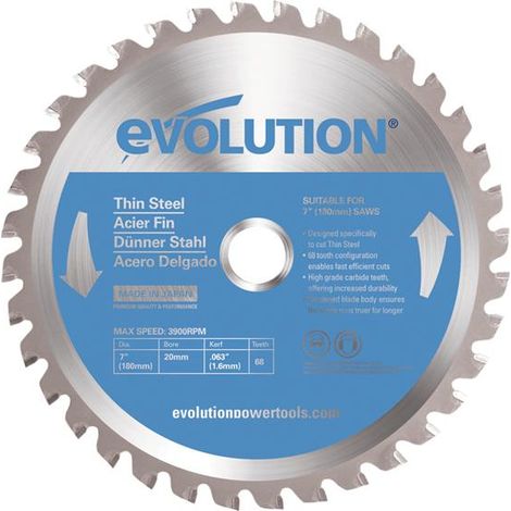 Evolution EVOBLADE Thin Steel Cutting Circular Saw Blade 180 x 20mm x 36T
