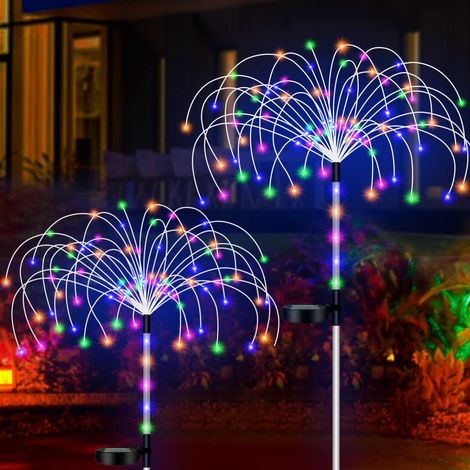 Lumière Solaire Extérieure Jardin, 2 Pièces 120 LED Feu d\'Artifice Solair IP65 Étanche Eclairage Exterieur Solaire Decoratif (1/3)