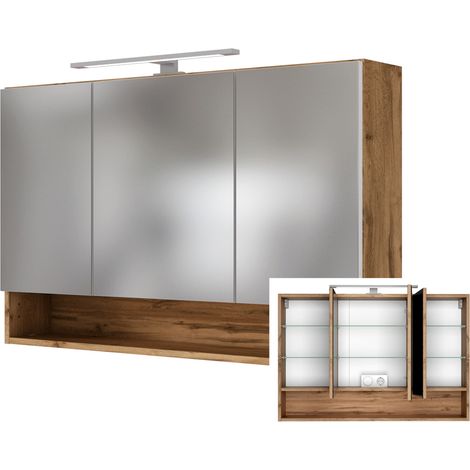Badezimmer Spiegelschrank 3D inkl. LED-Beleuchtung LOUNY-03, Wotaneiche Nb., B/H/T: ca. 100/64/20 cm (1/5)