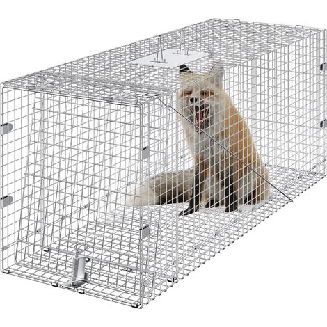 Lebendfalle für Katzen, klappbar aus verzinktem Eisendraht, 106,7 x 40,6 x 45,7 cm, mit geschütztem Tragegriff und vormontiertem Käfig (1/5)
