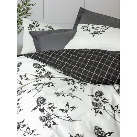 Set di biancheria da letto - 1 copripiumino 220 x 240 cm + 2 federe 60 x 60 cm - 100% cotone rinforzato - Antracite