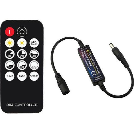 Variateur LED à télécommande RF, réglage de la luminosité DC5V-24V, 14 touches, connecteur pour ruban LED (1/5)