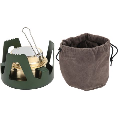 Réchaud à alcool portable pour camping, randonnée et pique-nique - Noir et Vert (1/5)