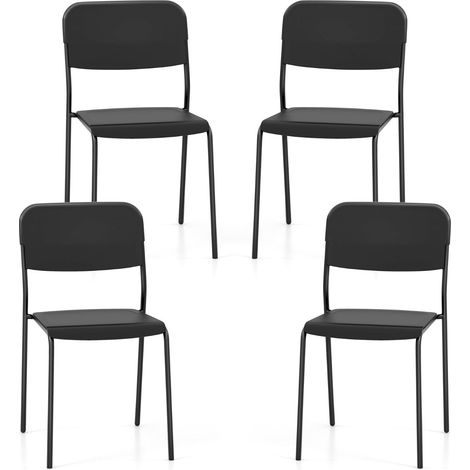 Set di 4 sedie da pranzo impilabili 48,5 x 44,5 x 81 cm comfort ottimale stile moderno PP nero 200011821