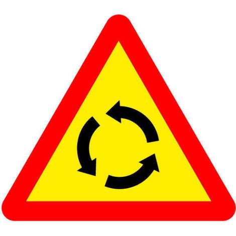 Señal de obra intersección con circulación giratoria en acero galvanizado SEKURECO 70 cm (1/3)
