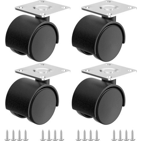 Roulettes de meubles de 1,5 pouce, lot de 4 roulettes en plastique pour chariots, meubles, berceaux, cuisines, armoires et tables (1/5)