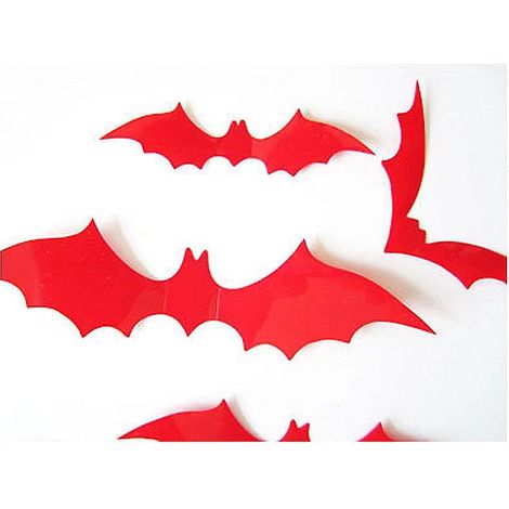Stickers muraux chauve-souris 3D pour Halloween, décoration à faire soi-même en PVC, 36 pièces, rouge (1/5)