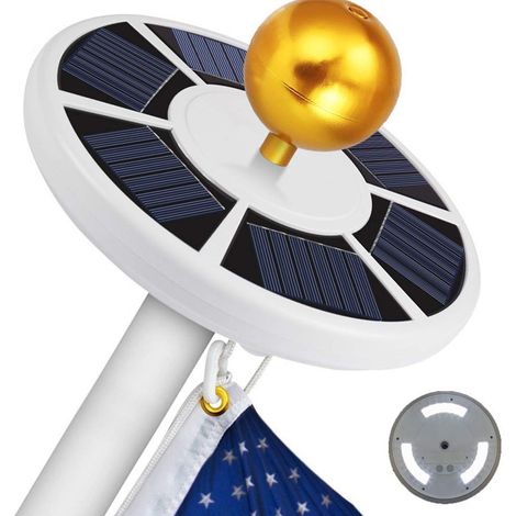 Luminaire Solaire Pour Mât À Drapeau - 42 Led Blanc - Autonome - IP55 - Pour Mâts De 4,5 À 7,6 M - 1 Pièce