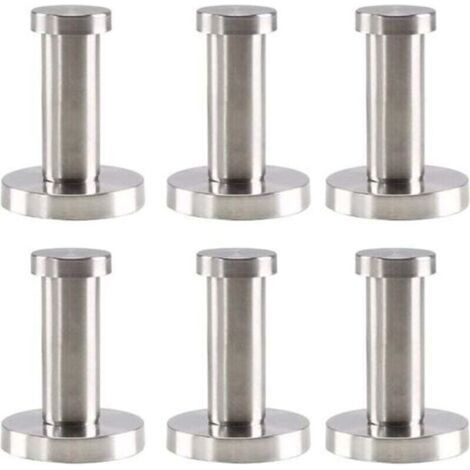 Lot de 6 crochets muraux en acier inoxydable ronds argentés, crochets muraux en acier inoxydable pour salle de bain, 52 mm, crochets muraux pour peignoir, serviette, manteau, chambre à c