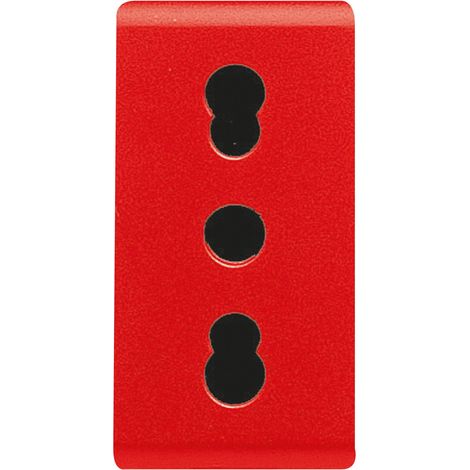 GEWISS - GW20295DY Presa Standard Italiano 250V AC, per Linee Dedicate, 2P+T 16A Bivalente, P17-11, 1 Modulo, Rosso, System