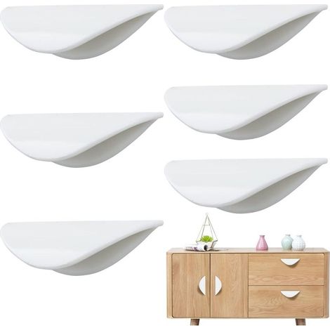 Poignees Adhesives Porte Placard 6 Pcs Balcon AdhéSives Poignées, Poignées de Tiroir Autocollantes, Bouton en Forme de Coquille, Poignées de Porte Coulissantes pour Fenêtres Armoires Commode (1/5)